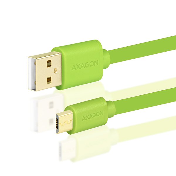 AXAGON HQ Kabel Micro USB, 2A, zelený, 0.2 m - obrázek č. 1