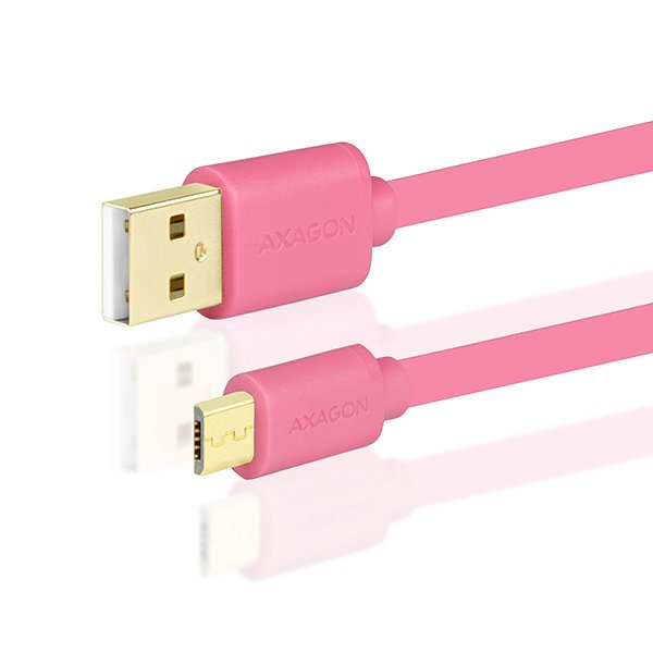 AXAGON HQ Kabel Micro USB, 2A, růžový, 2 m - obrázek č. 1