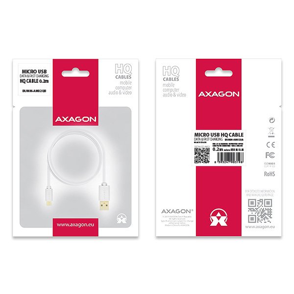 AXAGON HQ Kabel Micro USB, 2A, bílý, 3 m - obrázek č. 8