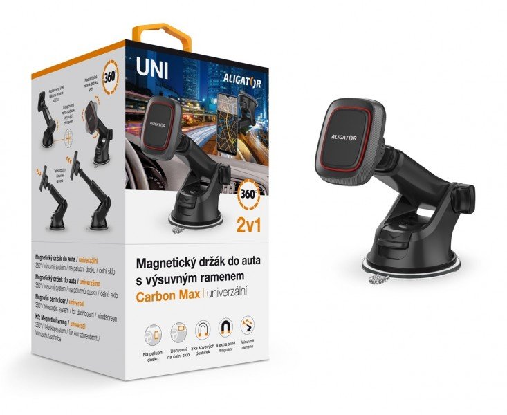 ALIGATOR Magnetický držák do auta HA17 Carbon Max, univerzální - obrázek č. 1
