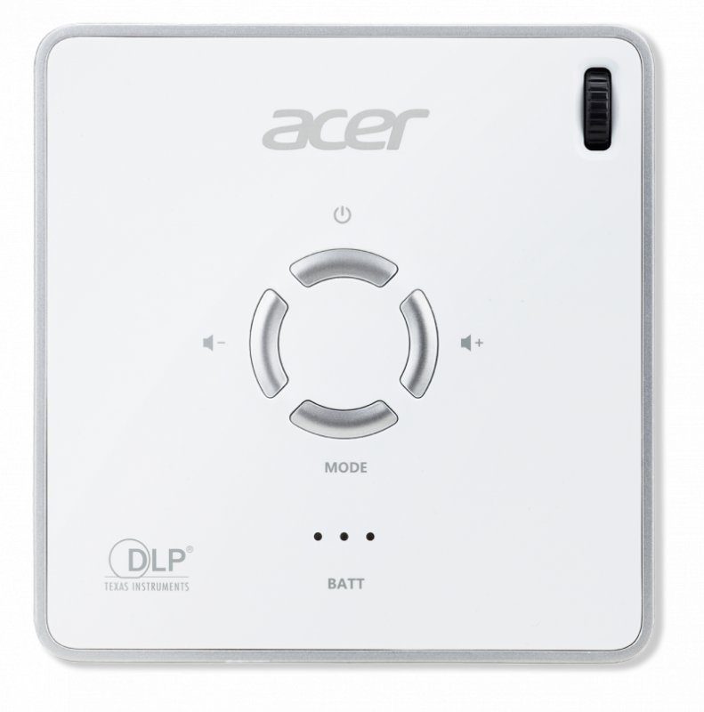 Acer DLP C101i - 150Lm, WVGA, 1200:1, HDMI, USB, repro., baterie, bílý - obrázek č. 3