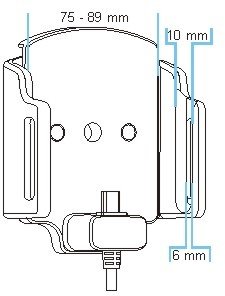 Brodit držák do auta na mobilní telefon nastavitelný se skrytým nabíjením š.75-89 mm, tl.6-10mm - obrázek č. 1