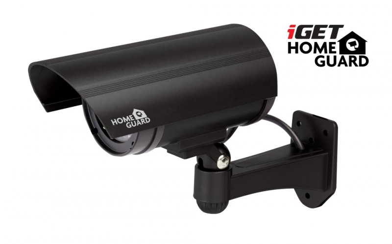 iGET HGDOA5666 - atrapa/ maketa bezpečnostní CCTV kamery, blikající črv. LED,4x nálepka CCTV varování - obrázek produktu