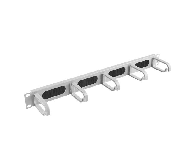LANBERG 19" PANEL S KARTÁČEM PRO VEDENÍ KABELŮ 5 KROUŽKŮ TYP B 1U ŠEDÝ - obrázek produktu