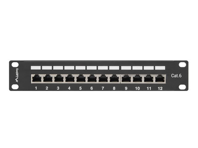 LANBERG PATCH PANEL 12PORT 1U 10" CAT.6 FTP STÍNĚNÝ ČERNÝ - obrázek č. 1
