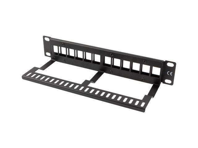 LANBERG PATCH PANEL 12 PORTŮ 1U S ORGANIZÉREM PRO KEYSTONE MODULY ČERNÝ - obrázek č. 3