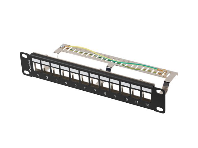 LANBERG PATCH PANEL 12 PORTŮ 1U 19" FTP PRO MODULY KEYSTONE ČERNÝ V2 - obrázek produktu
