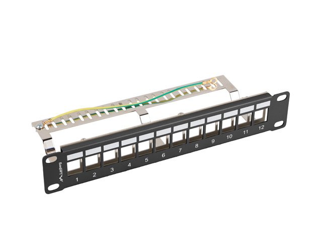 LANBERG PATCH PANEL 12 PORTŮ 1U 19" FTP PRO MODULY KEYSTONE ČERNÝ V2 - obrázek č. 1
