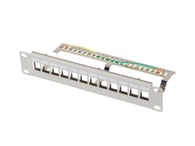 LANBERG PATCH PANEL 12 PORTŮ 1U 19" FTP PRO MODULY KEYSTONE ŠEDÝ V2 - obrázek produktu
