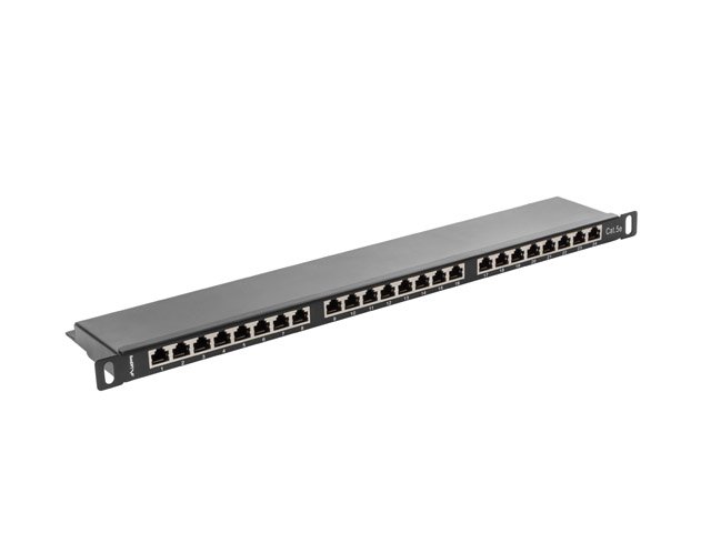 LANBERG PATCH PANEL 24 PORTŮ 0,5U 19" CAT.5E FTP STÍNĚNÝ ČERNÝ - obrázek produktu