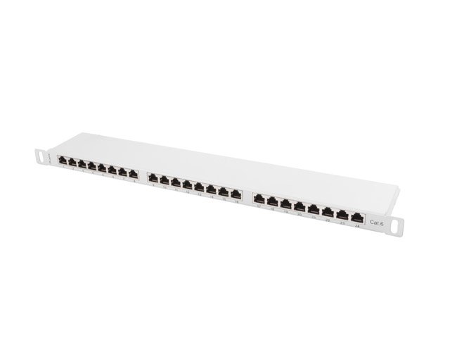 LANBERG PATCH PANEL 24 PORTŮ 0,5U 19" CAT.6 FTP STÍNĚNÝ ŠEDÝ - obrázek č. 1