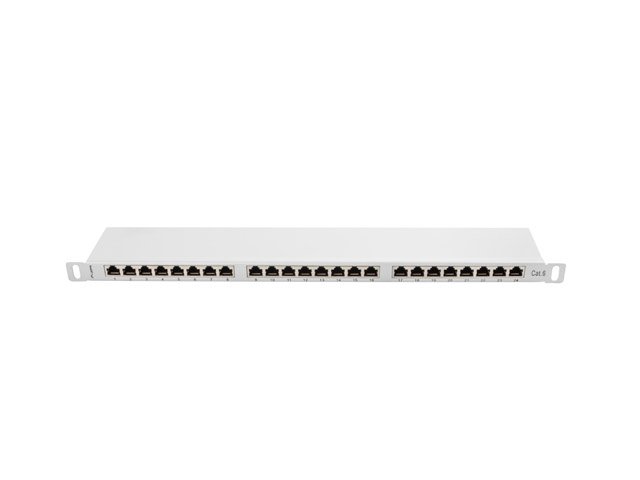LANBERG PATCH PANEL 24 PORTŮ 0,5U 19" CAT.6 FTP STÍNĚNÝ ŠEDÝ - obrázek produktu