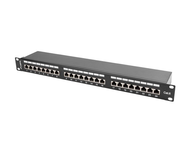 LANBERG PATCH PANEL 24 PORTŮ 1U 19" CAT.6 FTP STÍNĚNÝ ČERNÝ - obrázek produktu