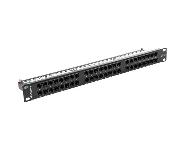 LANBERG PATCH PANEL 48 PORTŮ 1U 19" CAT.5E UTP ČERNÝ - obrázek č. 1