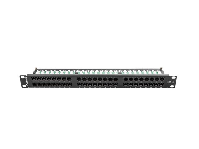 LANBERG PATCH PANEL 48 PORTŮ 1U 19" CAT.5E UTP ČERNÝ - obrázek č. 2