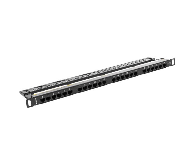 LANBERG PATCH PANEL 24 PORTŮ 0,5U 19" CAT.6 UTP ČERNÝ LANBERG - obrázek č. 1