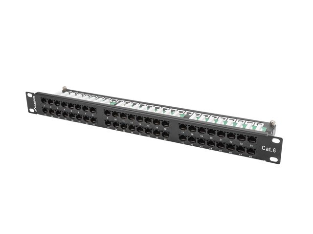 LANBERG PATCH PANEL 48 PORTŮ 1U 19" CAT.6 UTP ČERNÝ - obrázek produktu