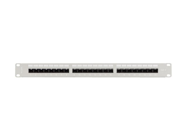 LANBERG PATCH PANEL 24 PORTŮ 1U 19" CAT.6 UTP S POLICÍ ŠEDÝ - obrázek č. 2