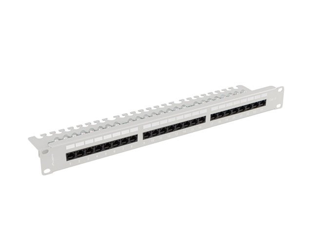 LANBERG PATCH PANEL 24 PORTŮ 1U 19" CAT.6 UTP S POLICÍ ŠEDÝ - obrázek č. 1