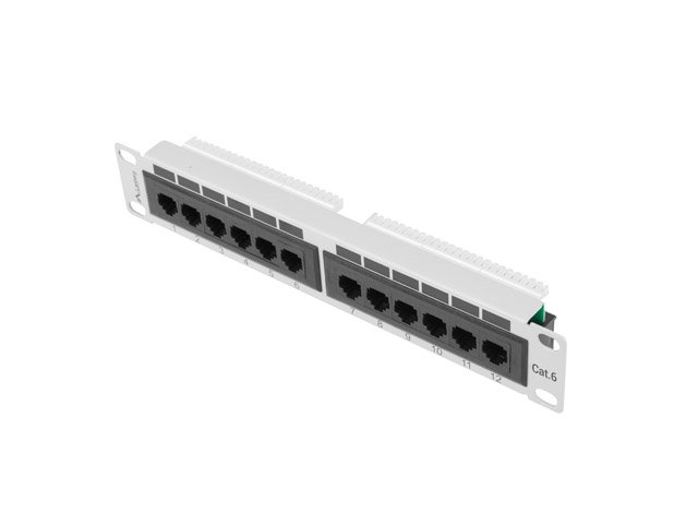 LANBERG PATCH PANEL 12PORT 1U 10" CAT.6 UTP ŠEDÝ - obrázek produktu