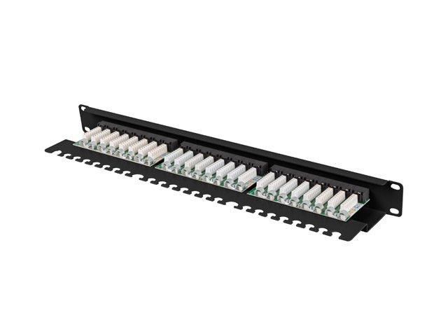 LANBERG PATCH PANEL 24 PORTŮ 1U 19" CAT.6A UTP S POLICÍ ČERNÝ - obrázek č. 4