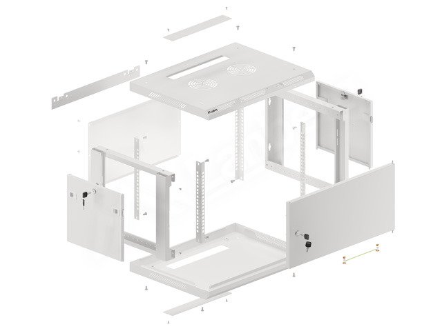 LANBERG RACKOVÁ SKŘÍŇ 19" PRO MONTÁŽ NA STĚNU 6U / 600X450 PRO VLASTNÍ MONTÁŽ S KOVOVÝMI DVEŘMI ŠEDÁ - obrázek č. 6