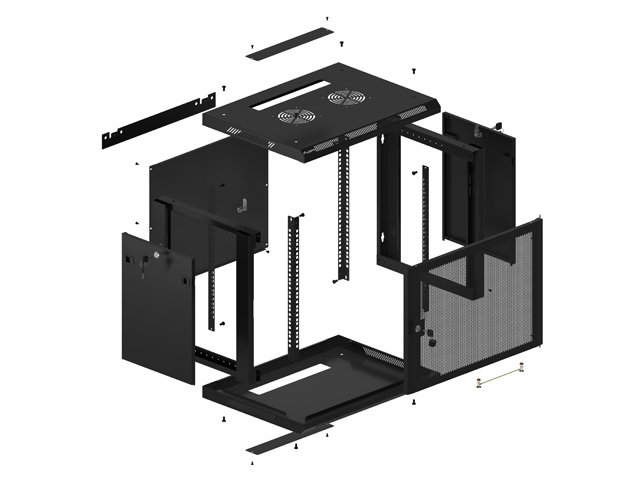 LANBERG 19" RACKOVÁ SKŘÍŇ PRO MONTÁŽ NA STĚNU 9U / 600X450 S PERFOROVANÝMI DVEŘMI ČERNÁ - obrázek č. 4