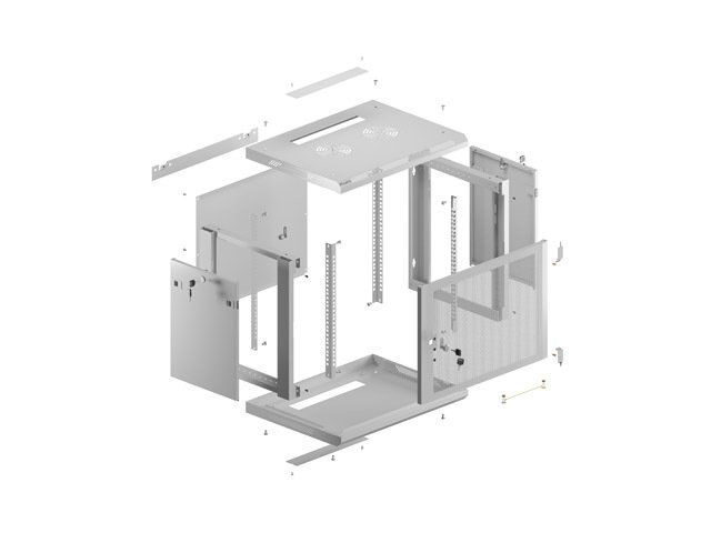 LANBERG INSTALAČNÍ STOJAN 19" 9U 600X450 ŠEDÉ PERFOROVANÉ DVEŘE - PLOCHÉ BALENÍ - obrázek č. 3