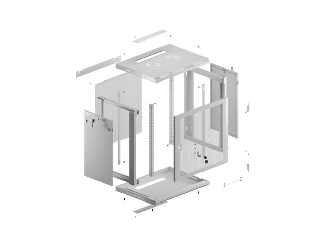 LANBERG INSTALAČNÍ STOJAN 19" 12U 600X450 ŠEDÉ PERFOROVANÉ DVEŘE - PLOCHÉ BALENÍ - obrázek č. 2