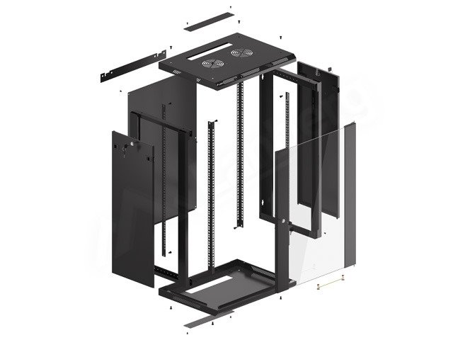 LANBERG 19" RACKOVÁ SKŘÍŇ PRO MONTÁŽ NA STĚNU 18U / 600X450 (FLAT PACK) S PROSKLENÝMI DVEŘMI ČERNÁ V2 - obrázek č. 5