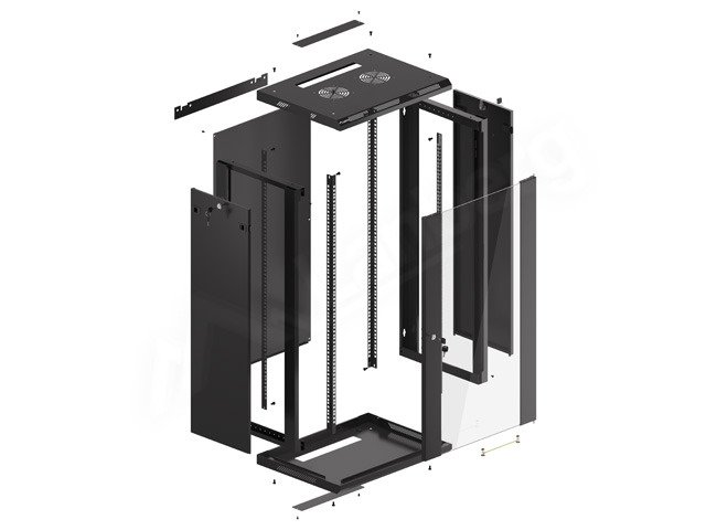 LANBERG 19" RACKOVÁ SKŘÍŇ PRO MONTÁŽ NA STĚNU 22U / 600X450 (FLAT PACK) S PROSKLENÝMI DVEŘMI ČERNÁ V2 - obrázek č. 3