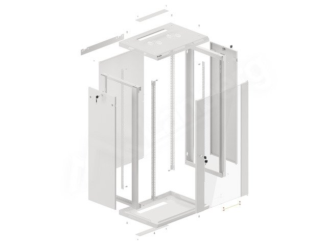 LANBERG 19" RACKOVÁ SKŘÍŇ PRO MONTÁŽ NA STĚNU 22U / 600X450 (FLAT PACK) ŠEDÁ V2 - obrázek č. 3