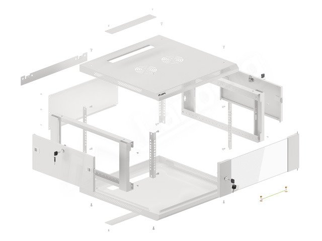 LANBERG RACKOVÁ SKŘÍŇ 19" PRO MONTÁŽ NA STĚNU 4U / 600X600 (FLAT PACK) V2 ŠEDÁ - obrázek č. 4