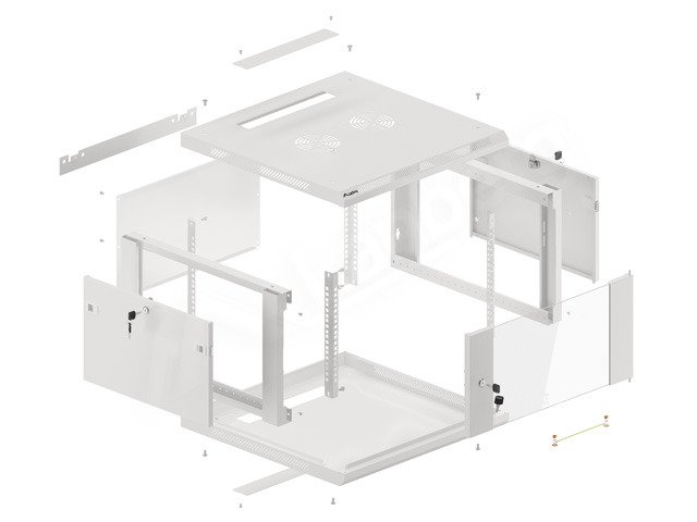 LANBERG 19" RACKOVÁ SKŘÍŇ PRO MONTÁŽ NA STĚNU 6U / 600X600 (FLAT PACK) S PROSKLENÝMI DVEŘMI ŠEDÁ V2 - obrázek č. 3