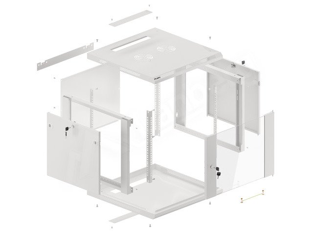 LANBERG RACKOVÁ SKŘÍŇ 19" PRO MONTÁŽ NA STĚNU 9U / 600X600 (FLAT PACK) V2 ŠEDÁ - obrázek č. 6