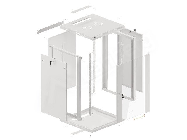 LANBERG 19" RACKOVÁ SKŘÍŇ PRO MONTÁŽ NA STĚNU 18U / 600X600 (FLAT PACK) ŠEDÁ V2 - obrázek č. 1