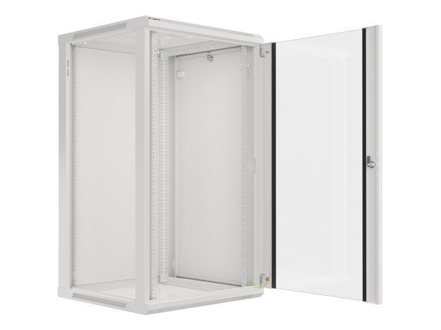 LANBERG 19" RACKOVÁ SKŘÍŇ PRO MONTÁŽ NA STĚNU 22U / 600X600 (FLAT PACK) S PROSKLENÝMI DVEŘMI ŠEDÁ V2 - obrázek č. 1