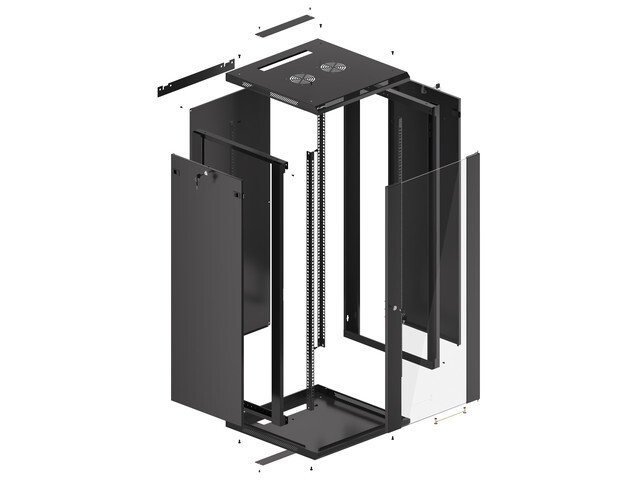 LANBERG 19" RACKOVÁ SKŘÍŇ PRO MONTÁŽ NA STĚNU 27U / 600X600 (FLAT PACK) ČERNÁ V2 - obrázek č. 5