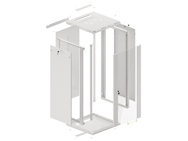 LANBERG RACKOVÁ SKŘÍŇ 19" NÁSTĚNNÁ 27U / 600X600 (FLAT PACK) S PROSKLENÝMI DVEŘMI ŠEDÁ V2 - obrázek č. 6