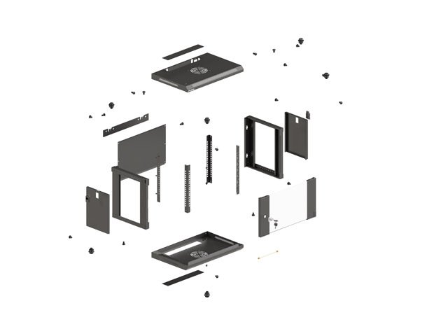 LANBERG RACKOVÁ SKŘÍŇ 19" NÁSTĚNNÁ 4U / 540X350 (FLAT PACK) S PROSKLENÝMI DVEŘMI ČERNÁ - obrázek č. 2