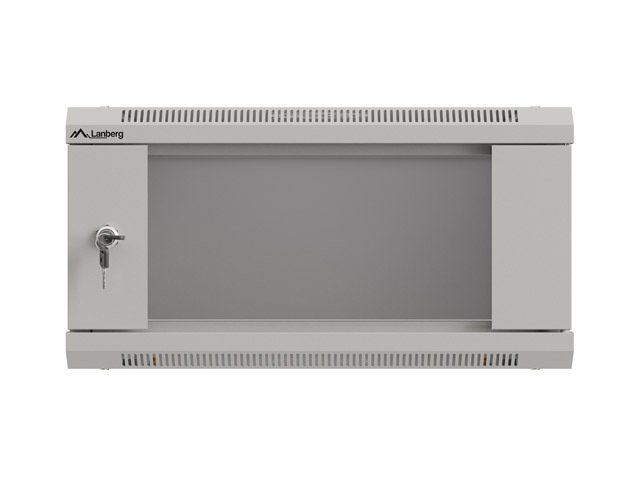 LANBERG RACKOVÁ SKŘÍŇ 19" NÁSTĚNNÁ 4U / 540X350 (FLAT PACK) S PROSKLENÝMI DVEŘMI ŠEDÁ - obrázek č. 1