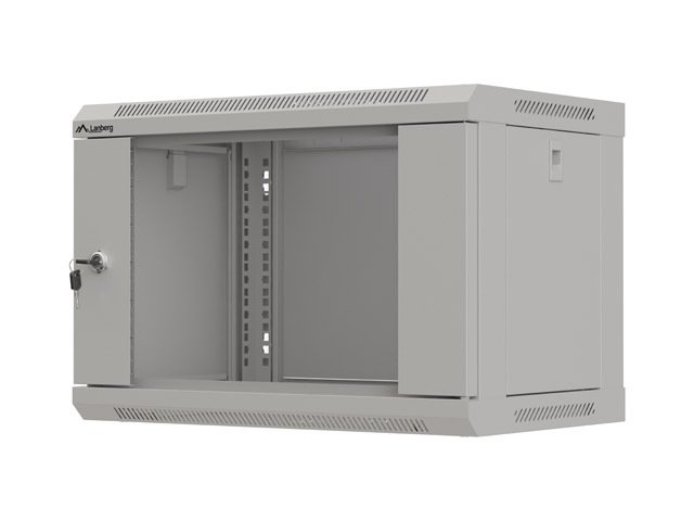LANBERG 19" RACKOVÁ SKŘÍŇ PRO MONTÁŽ NA STĚNU 6U / 540X350 (FLAT PACK) S PROSKLENÝMI DVEŘMI ŠEDÁ - obrázek produktu