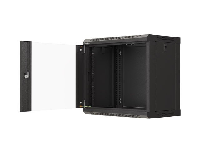 LANBERG 19" RACKOVÁ SKŘÍŇ PRO MONTÁŽ NA STĚNU 9U / 540X350 (FLAT PACK) S PROSKLENÝMI DVEŘMI ČERNÁ - obrázek č. 7