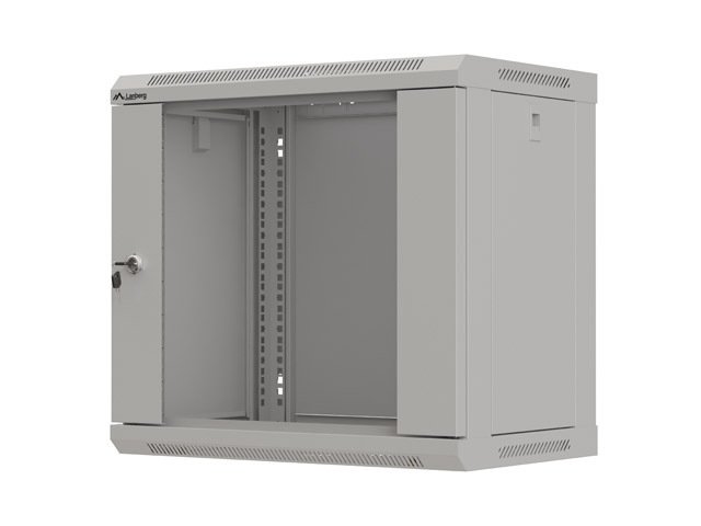 LANBERG 19" RACKOVÁ SKŘÍŇ PRO MONTÁŽ NA STĚNU 9U / 540X350 (FLAT PACK) S PROSKLENÝMI DVEŘMI ŠEDÁ - obrázek produktu