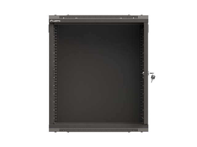 LANBERG 19" RACKOVÁ SKŘÍŇ PRO MONTÁŽ NA STĚNU 12U / 540X350 (PLOCHÉ BALENÍ) S PROSKLENÝMI DVEŘMI ČERNÁ - obrázek č. 2