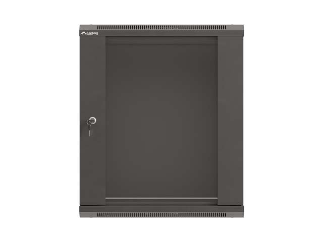 LANBERG 19" RACKOVÁ SKŘÍŇ PRO MONTÁŽ NA STĚNU 12U / 540X350 (PLOCHÉ BALENÍ) S PROSKLENÝMI DVEŘMI ČERNÁ - obrázek č. 4