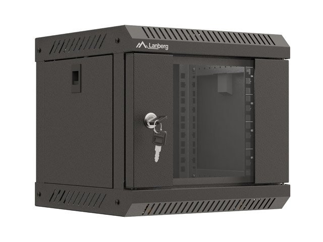 LANBERG RACKOVÁ SKŘÍŇ 10" NÁSTĚNNÁ 4U / 300X300 (FLAT PACK) S PROSKLENÝMI DVEŘMI ČERNÁ - obrázek produktu