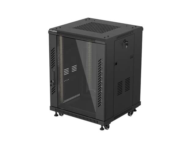 LANBERG INSTALAČNÍ RACK 19" 15U 600X600 ČERNÉ SKLENĚNÉ DVEŘE (PLOCHÉ BALENÍ) - obrázek produktu