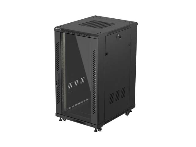 LANBERG INSTALAČNÍ SKŘÍŇOVÝ ROZVADĚČ 19" 22U 600X800 ČERNÉ SKLENĚNÉ DVEŘE (PLOCHÉ BALENÍ) - obrázek produktu