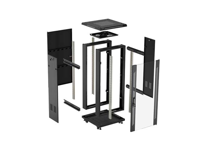 LANBERG 19" VOLNĚ STOJÍCÍ RACKOVÁ SKŘÍŇ 37U / 600X600 (FLAT PACK) S PROSKLENÝMI DVEŘMI ČERNÁ - obrázek č. 3